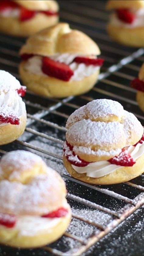 Fall Desserts 2019
 Strawberry Cream Puffs Recipe in 2019