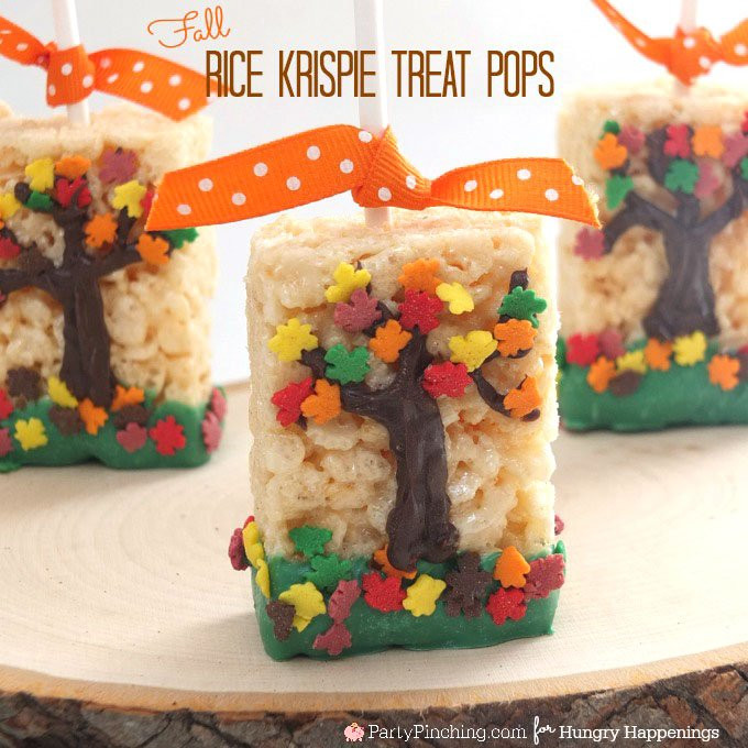 Fall Desserts For Kids
 Fall Tree Rice Krispie Treats Fun Thanksgiving Dessert