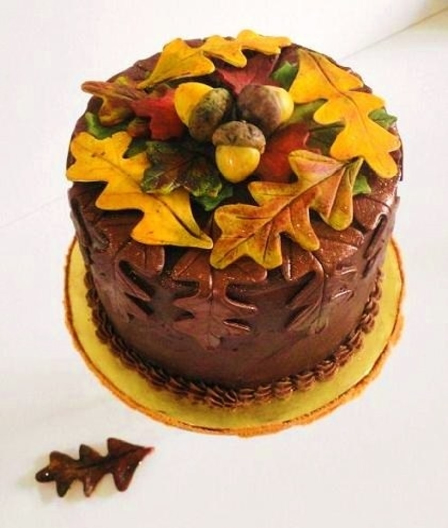 Fall Themed Birthday Cake
 Autumn Leaves Fall Birthday Cake CakeCentral