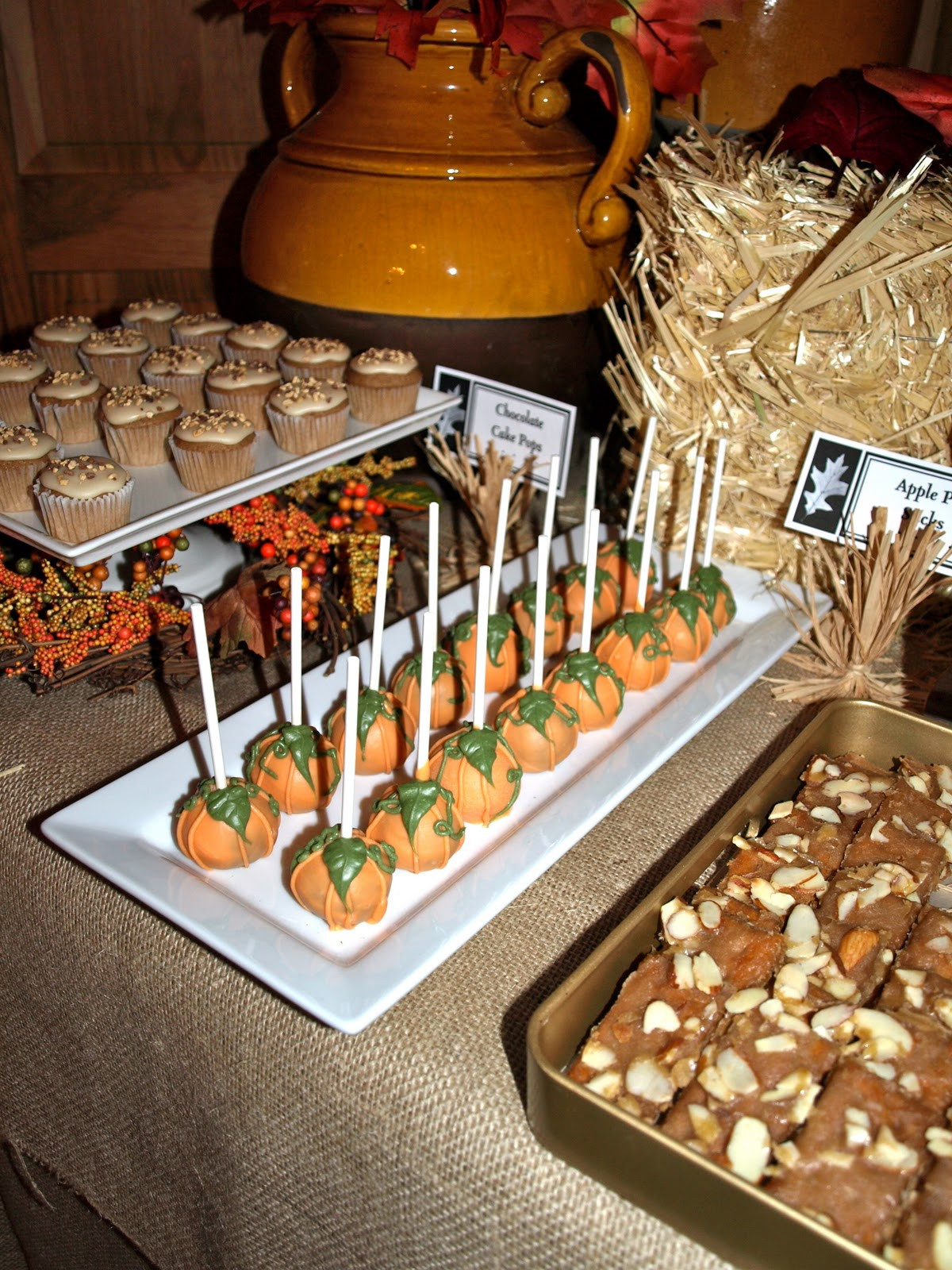 Fall Themed Desserts
 a party style fall festival dessert table
