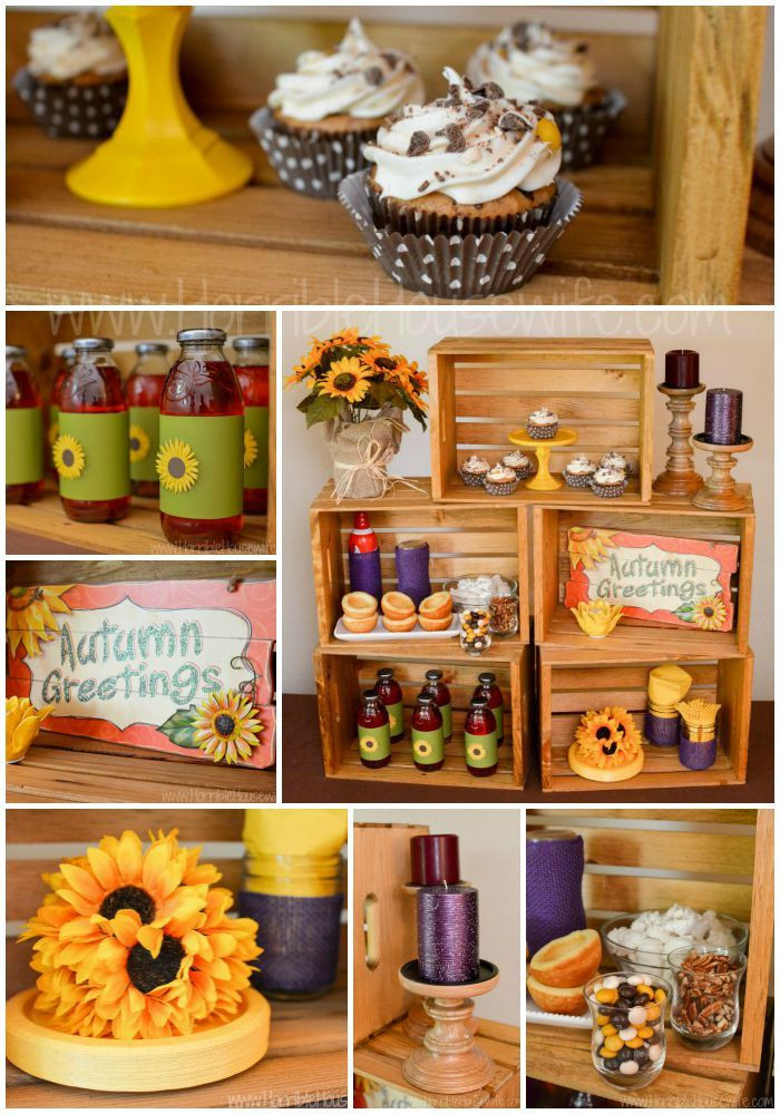 Fall Themed Desserts
 Fall Themed Sunflower Party with Pecan Pie Cupcakes