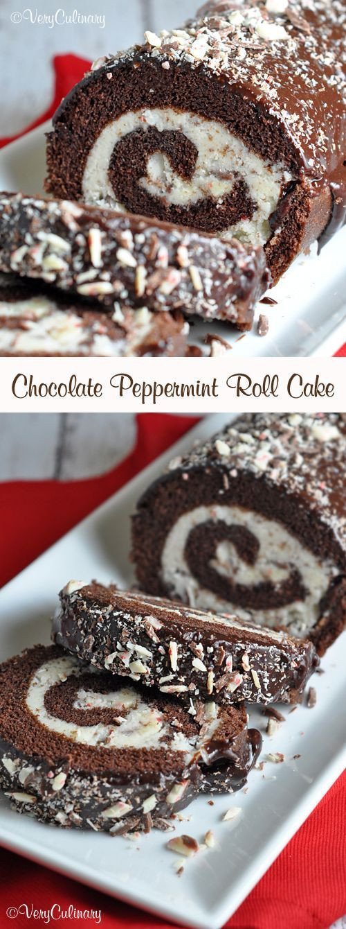 Fancy Christmas Desserts
 Chocolate Peppermint Roll Cake easy enough for every day