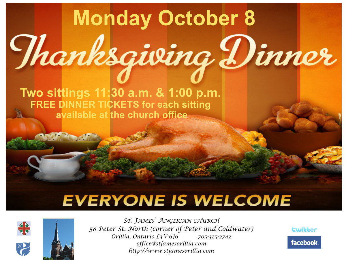 Free Thanksgiving Dinner 2019
 Thanksgiving Day Dinner 2018 – St James’ Anglican Church