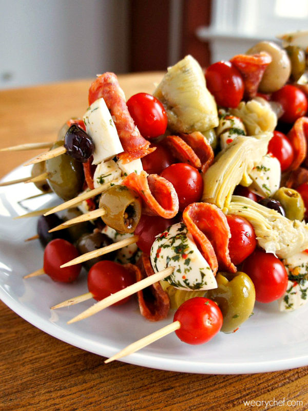 Fun Christmas Appetizers
 Antipasto Skewers An Easy Party Food The Weary Chef