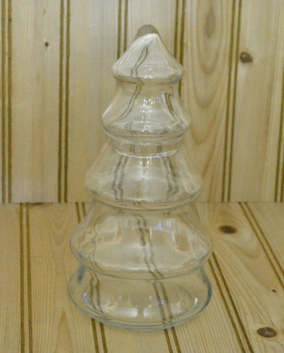 Glass Christmas Tree Candy Jar
 Vintage Glass Christmas Tree Jar by grannysbackporchvint