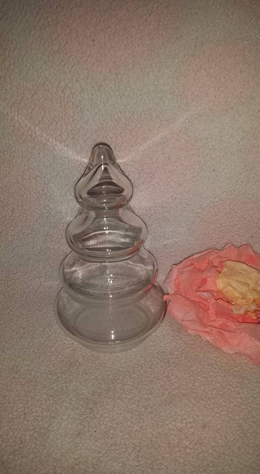 Glass Christmas Tree Candy Jar
 Vintage Clear Glass Christmas Tree Candy Jar by