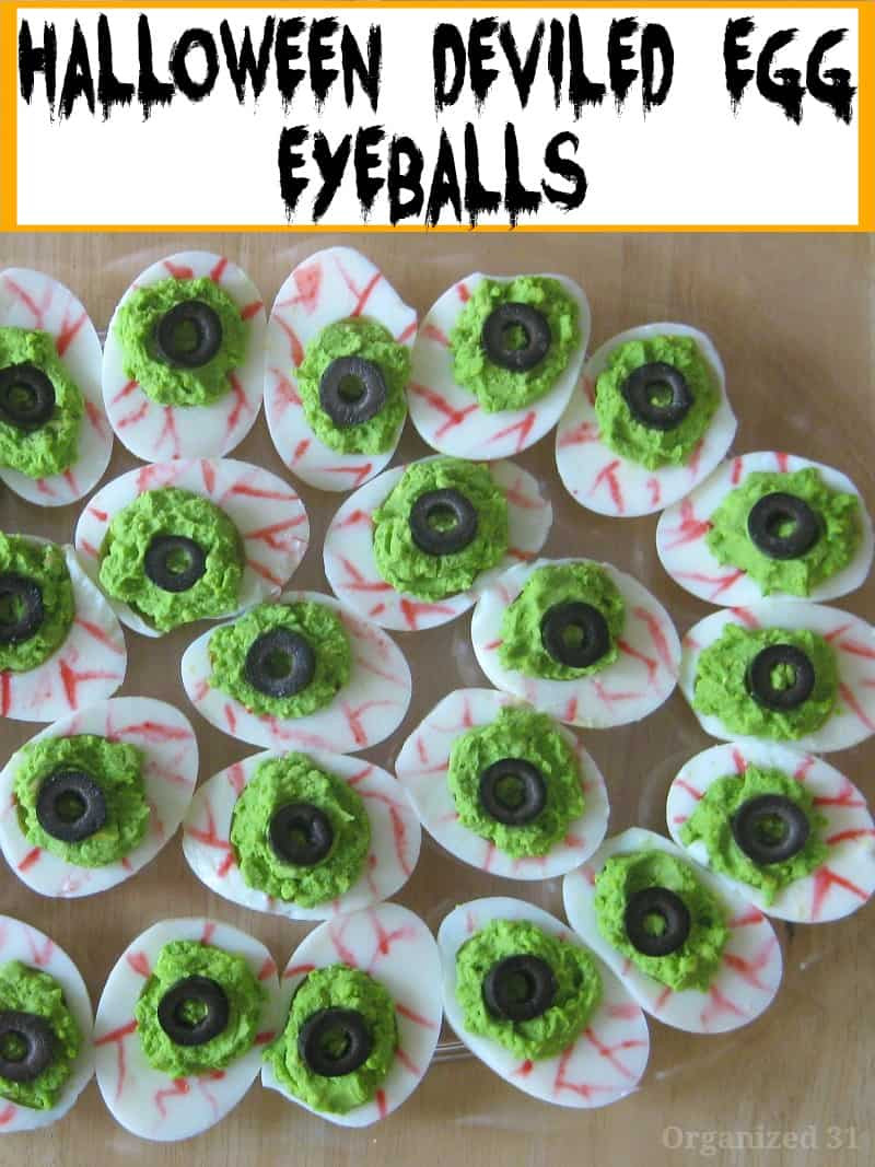 Halloween Deviled Eggs Eyeballs
 Deviled Egg Eyeballs Organized 31