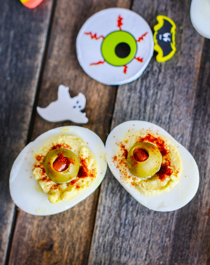 Halloween Deviled Eggs Eyeballs
 10 Recipes To Make The Halloween Party Snack Bar A Spooky