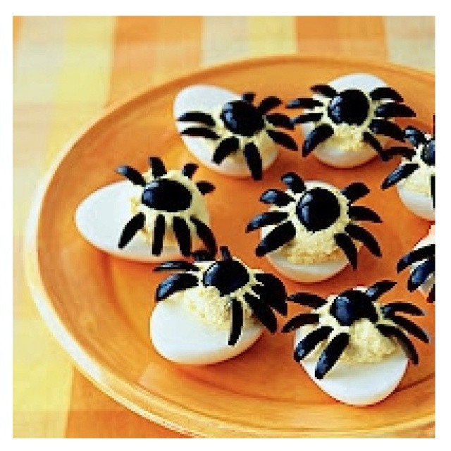 Halloween Deviled Eggs Spider
 Spider deviled eggs Halloween