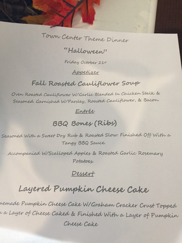 Halloween Dinner Menus
 Town Center Halloween Theme Party and Dinner The