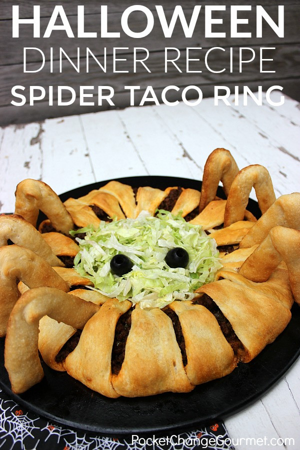 Halloween Dinner Recipes
 Fun Halloween Food Idea for Kids Spider Taco Ring Recipe