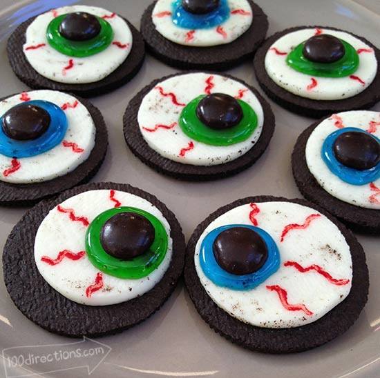 Halloween Eyeball Cookies
 OREO Cookie Eyeballs Halloween Treat DIY 100 Directions