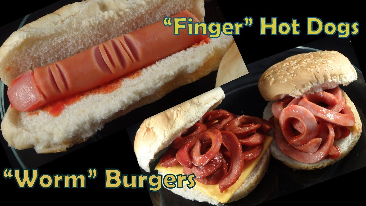 Halloween Hot Dogs
 Halloween Hot Dog fingers and "Worm" Burgers with