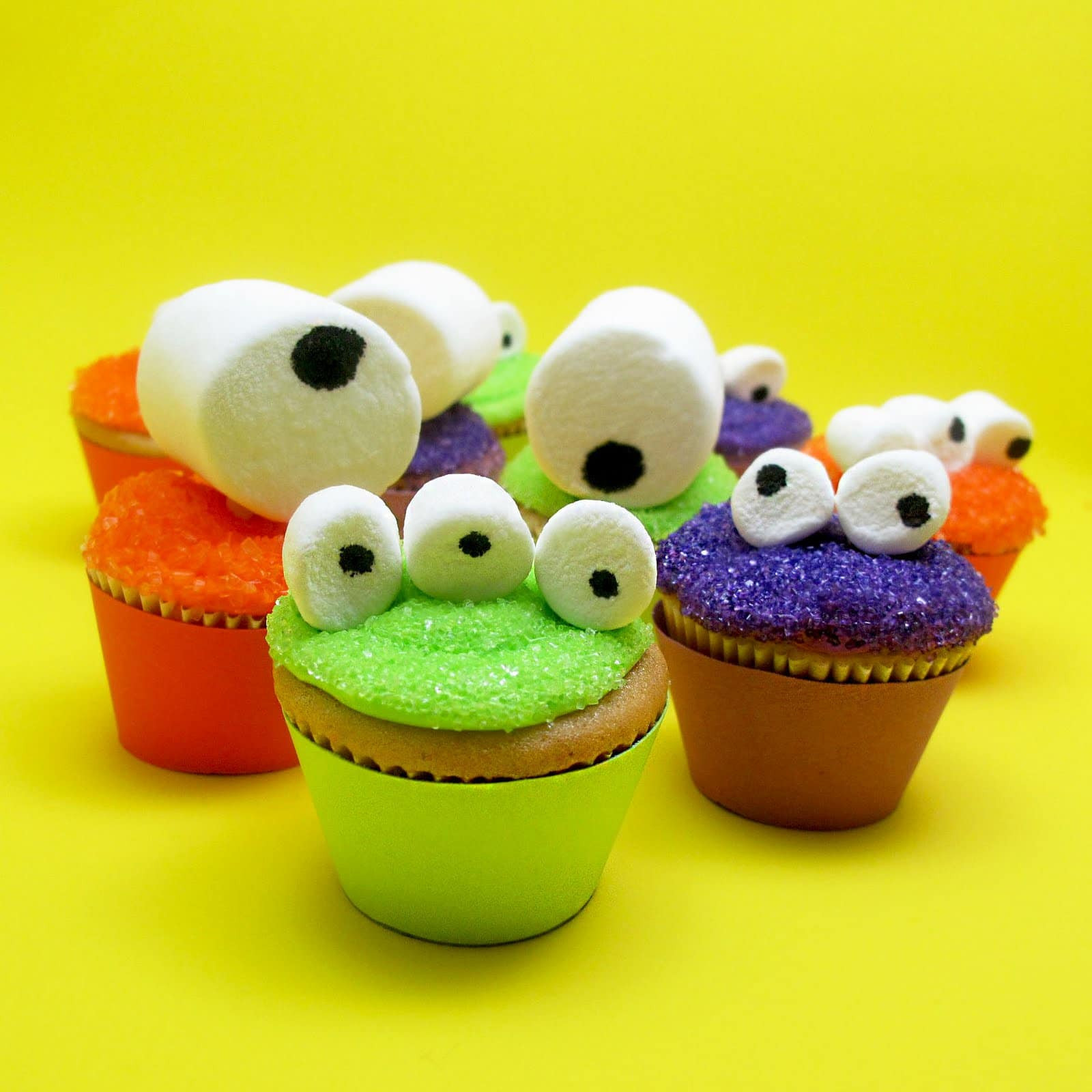 Halloween Monster Cupcakes
 mini monster cupcakes for an easy Halloween treat idea