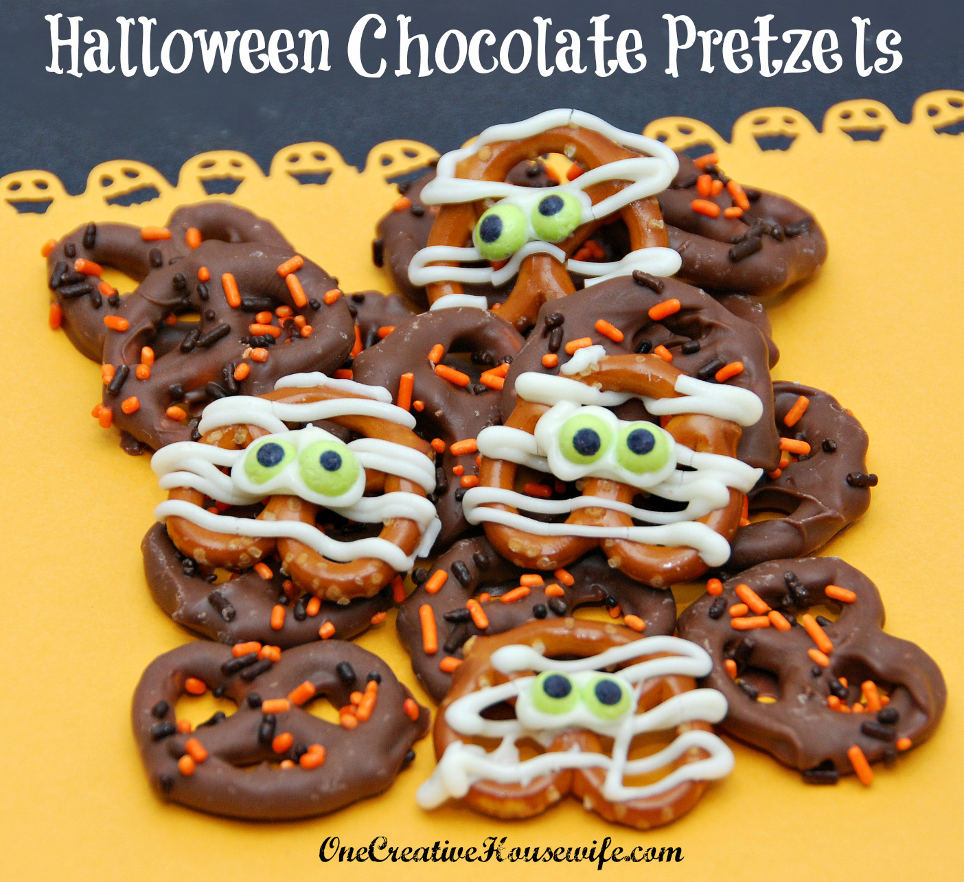 Halloween Pretzels Treats
 e Creative Housewife Halloween Chocolate Covered Pretzels