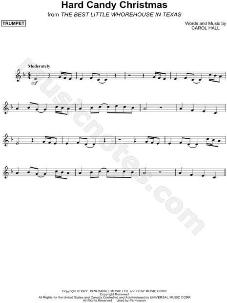 Hard Candy Christmas Lyrics
 Dolly Parton "Hard Candy Christmas" Sheet Music Trumpet