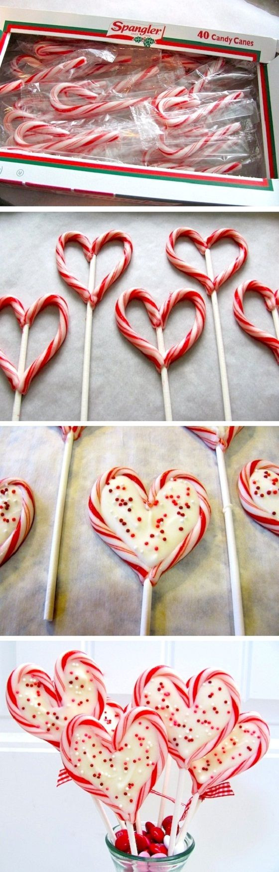 Heart Candy Christmas
 Candy Cane heart shaped lipop Just bake at 300F for 3