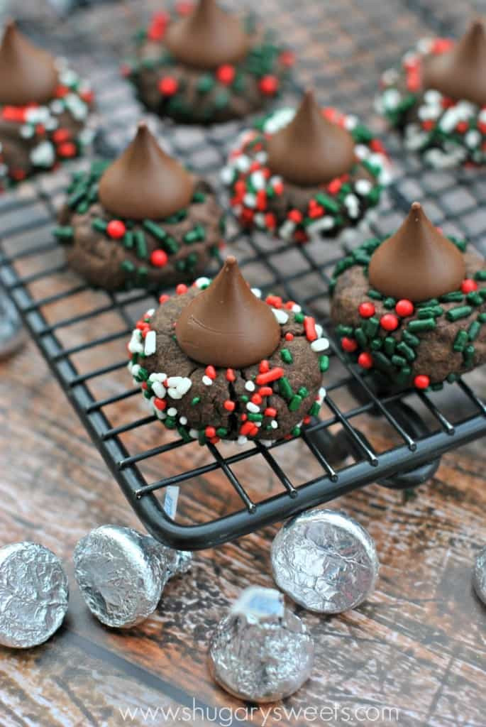 Hershey Kiss Christmas Cookies
 Chocolate Sprinkle Kiss Cookies Shugary Sweets