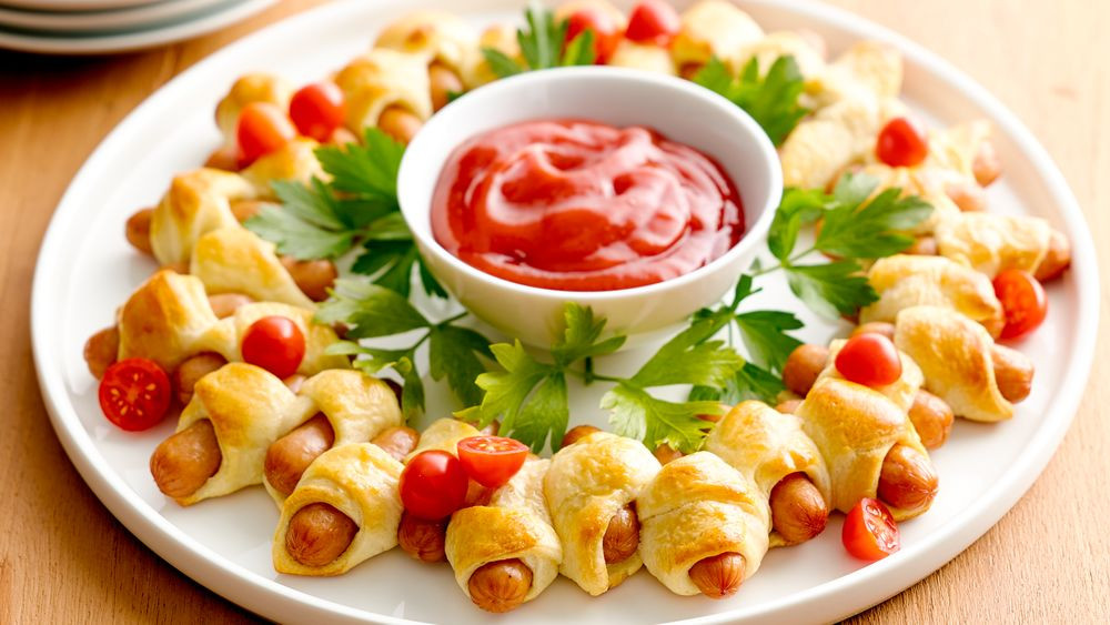 Hot Christmas Appetizers
 Crescent Dog Pull Apart Wreath recipe from Pillsbury