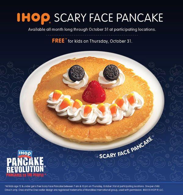 Ihop Free Pancakes Halloween
 Halloween Freebies 2013 Free Scary Face Pancakes From IHOP