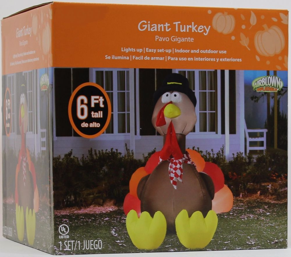 Inflatable Thanksgiving Turkey
 Gemmy Thanksgiving 6 ft Lighted Giant Turkey w Pilgrim Hat