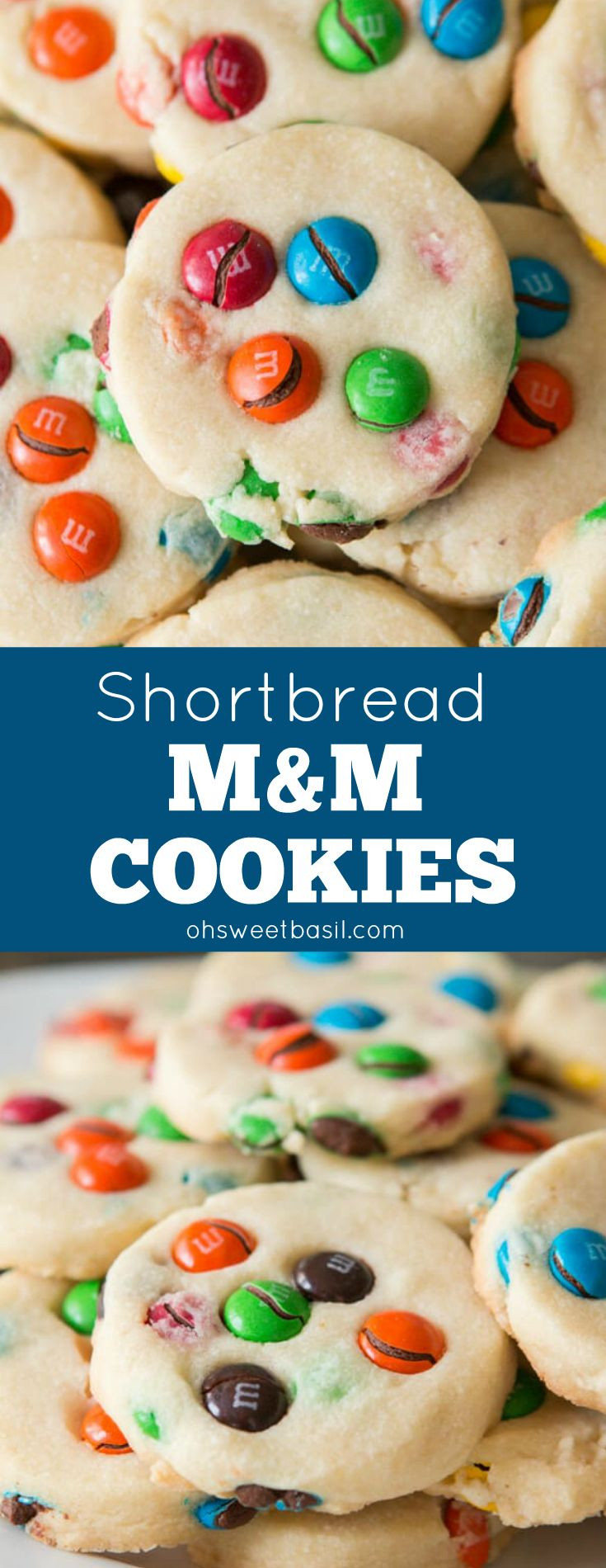 M&amp;M Christmas Cookies
 Buttery shortbread m&m cookies We love making these