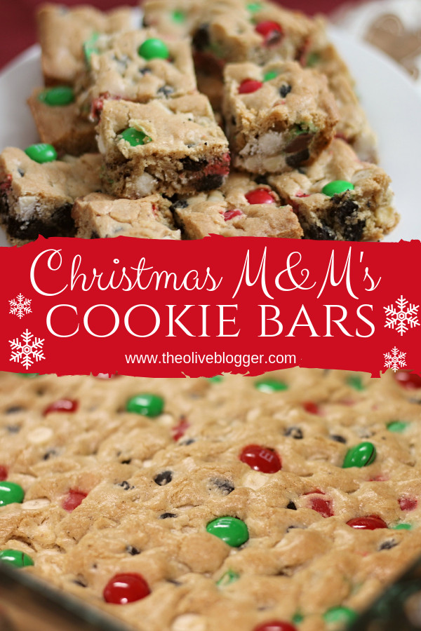 M&amp;M Christmas Cookies
 Christmas M&M Cookie Bars Recipe