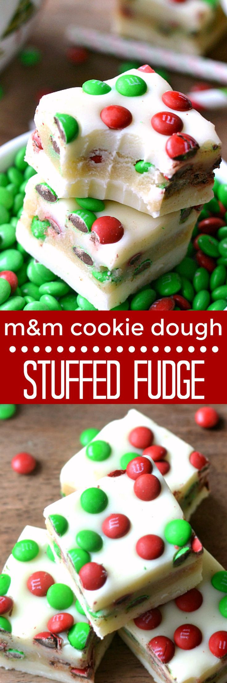 M&amp;M Christmas Cookies Recipe
 White Chocolate Fudge stuffed with M&M cookie dough and