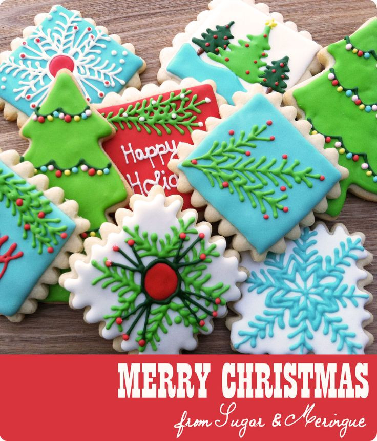 Merry Christmas Cookies
 Sugar&Meringue love the square cookie cutters Can t wait