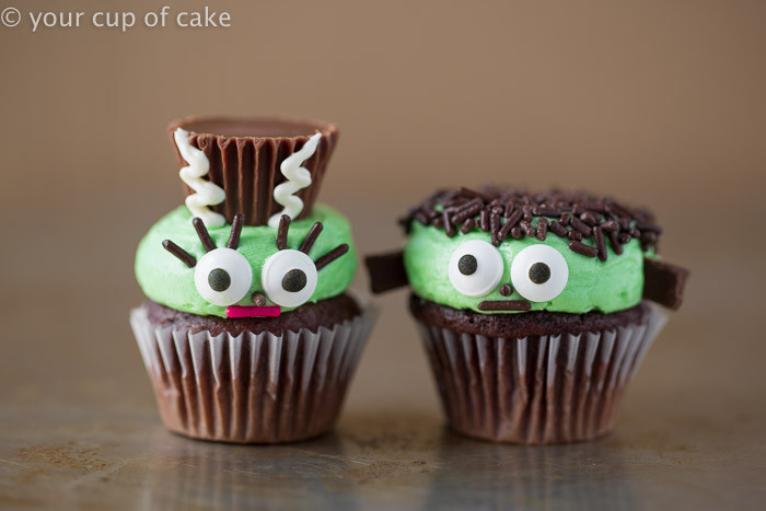 Mini Halloween Cupcakes
 Mr and Mrs Frankenstein Mini Cupcakes Your Cup of Cake