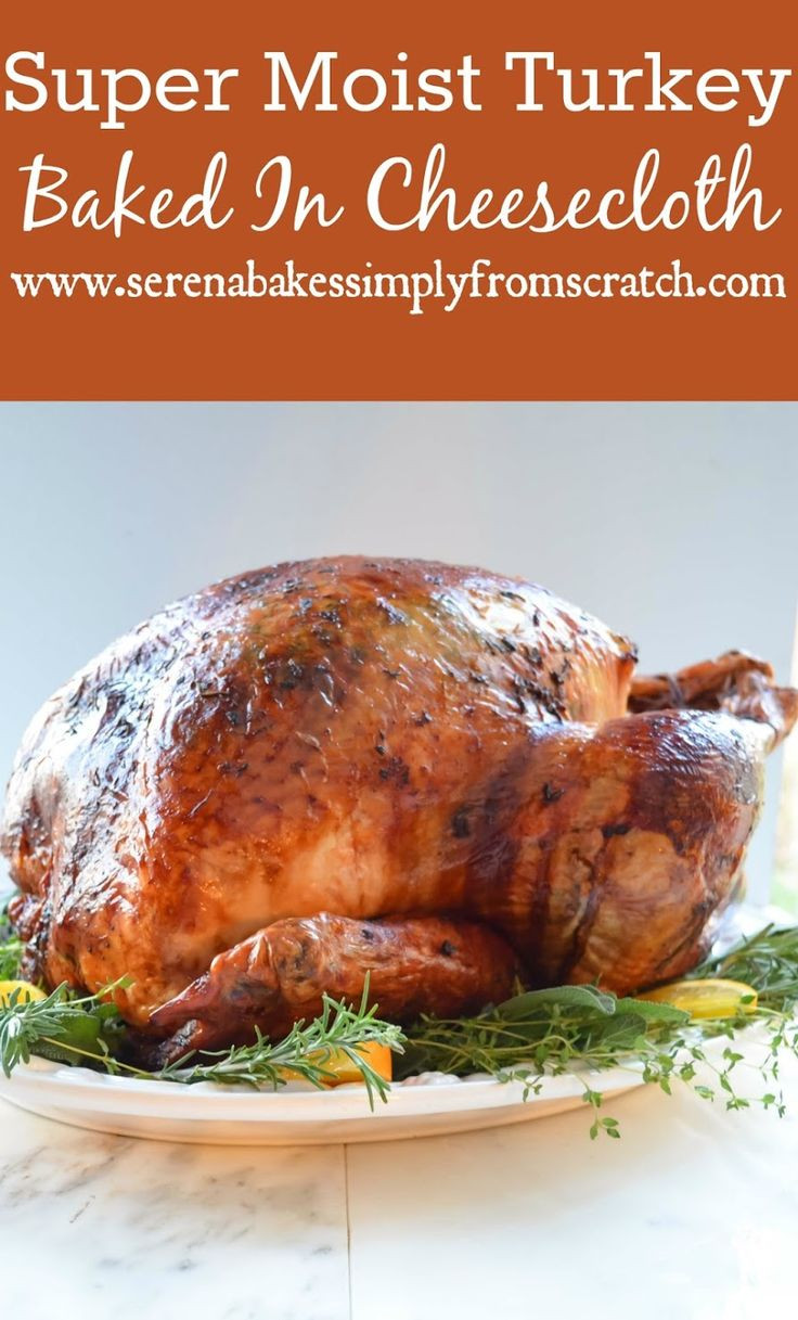 Moist Thanksgiving Turkey Recipe
 Super juicy turkey baked in cheesecloth and white wine