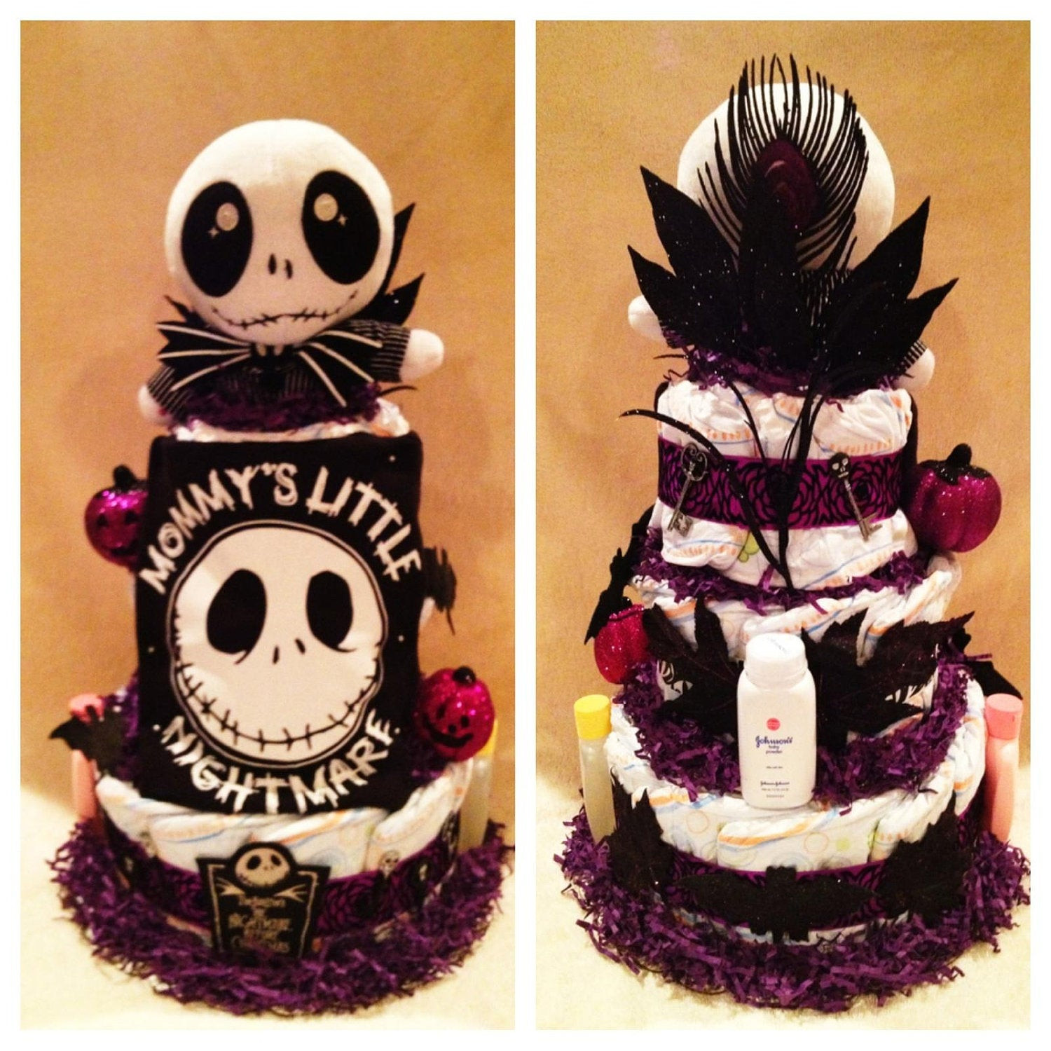 Nightmare Before Christmas Baby Shower Cakes
 3 Tier Nightmare before Christmas Diaper Cake