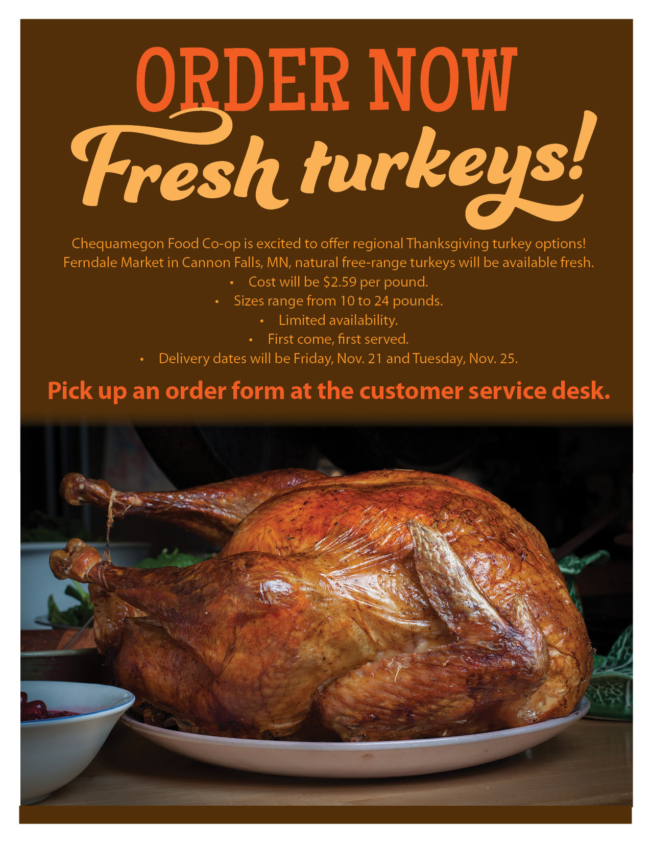 Order Turkey For Thanksgiving
 Order Your Thanksgiving Turkey line Chequamegon Food