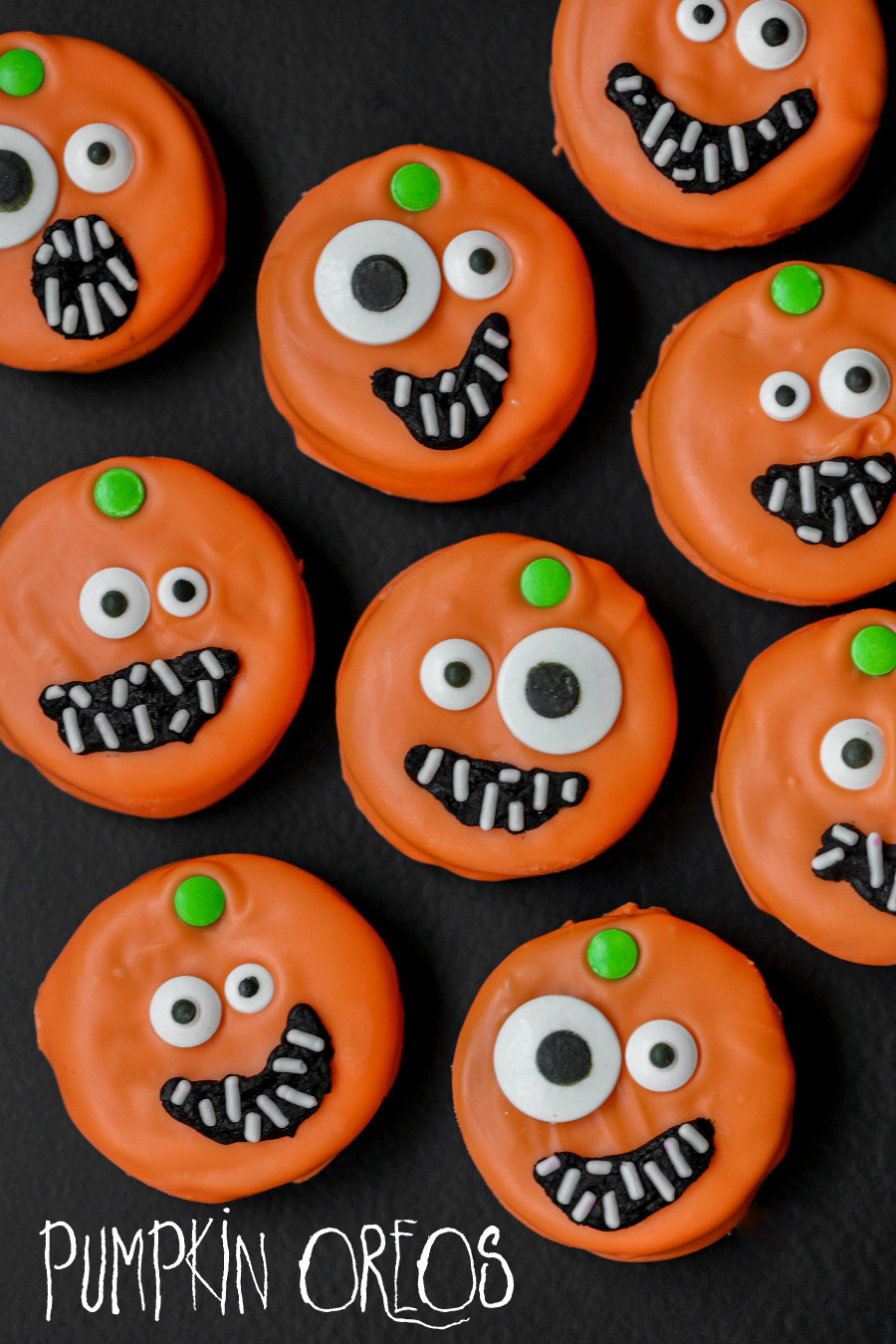 Oreo Halloween Cookies
 Pumpkin Oreos Eighteen25