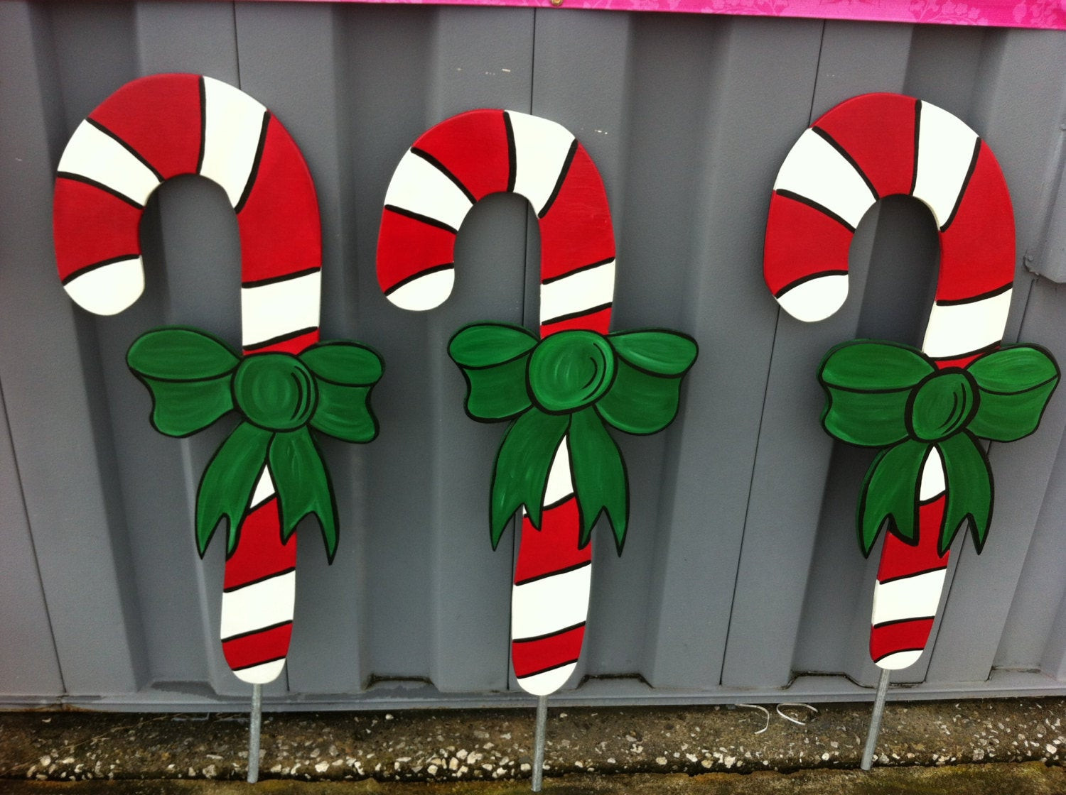 Outdoor Christmas Candy Canes
 4 Candy Canes Holiday Yard Decor Yard art Yard signs