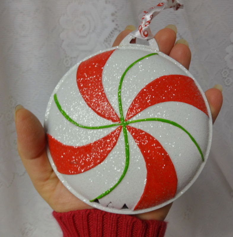 Peppermint Candy Christmas Decorations
 Vintage Christmas ORNAMENTS PEPPERMINT CANDY CANE Metal