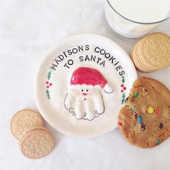 Plate Of Christmas Cookies
 Small Christmas Cookie Plate Santa Plate by TheBabyHandprintCo