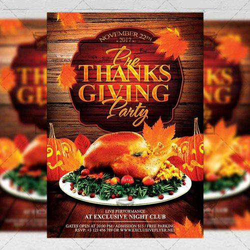 Pre Made Turkey For Thanksgiving
 Pre Thanksgiving Party – Seasonal A5 Flyer Poster Template