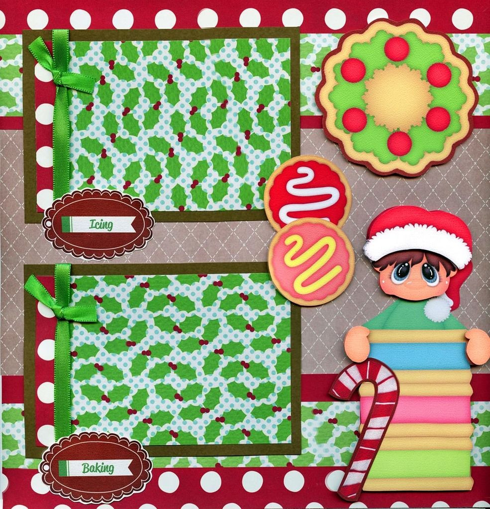 Premade Christmas Cookies
 CHRISTMAS COOKIES 2 premade scrapbook pages paper piecing