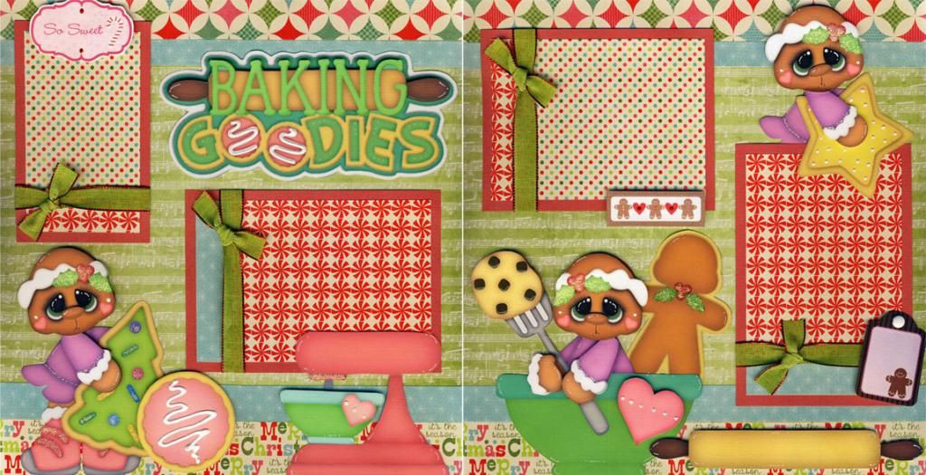Premade Christmas Cookies
 CHRISTMAS COOKIES girl 2 premade scrapbook pages paper