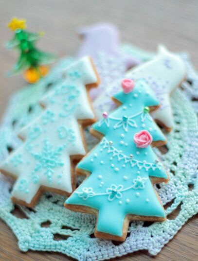 Pretty Christmas Cookies
 baking blue christmas cookies cozy image by