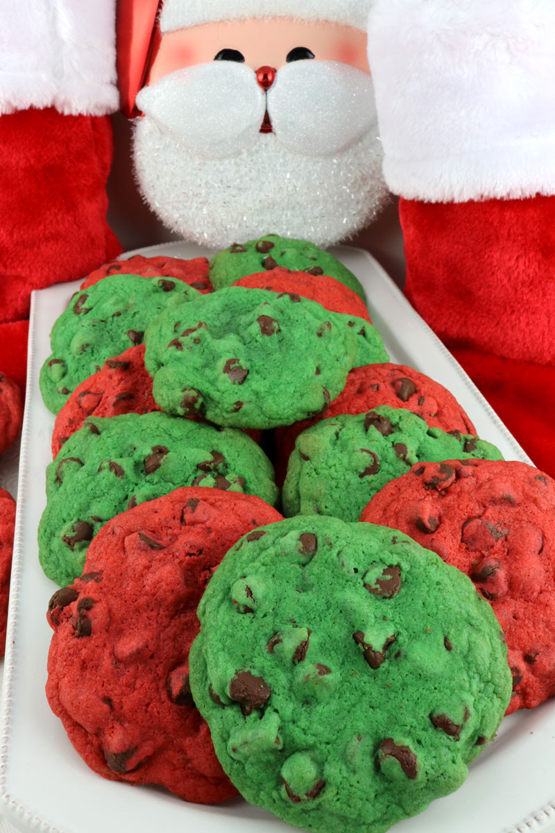 Red And Green Christmas Cookies
 Christmas Chocolate Chip Cookies Two Sisters