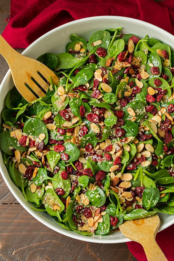 Salad For Christmas Dinner
 Spinach Salad with Cranberries and Almonds Cooking Classy
