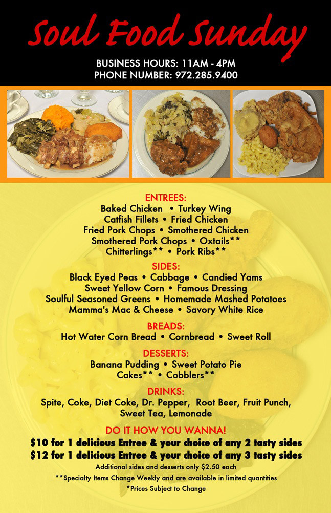 Soul Food Thanksgiving Dinner Menu
 Nimps To Go – Soul Food Sundays – Mesquite Sunnyvale