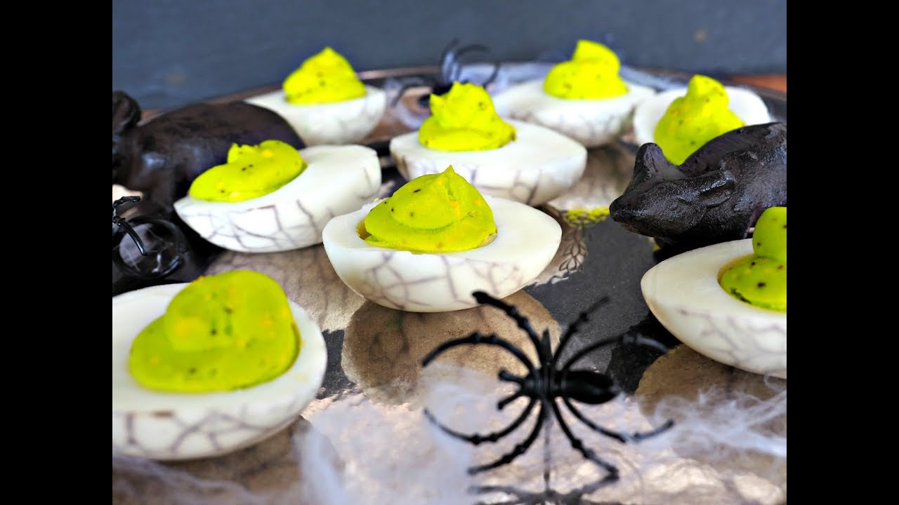 Spooky Deviled Eggs Halloween
 Halloween Appetizer Spooky Deviled Eggs by Everyday
