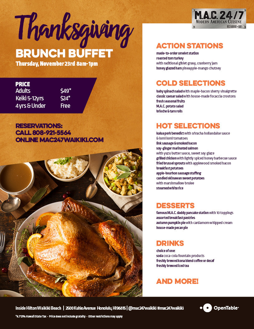 Thanksgiving Breakfast Menu
 Thanksgiving Brunch Buffet Mac 24 7 Restaurant Bar