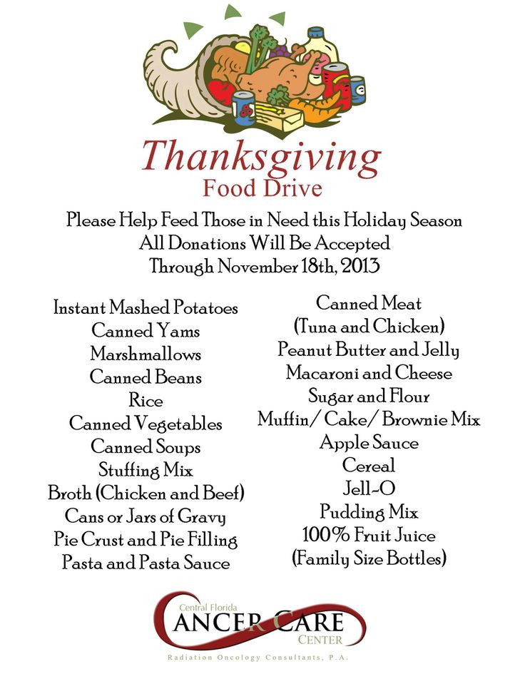 Thanksgiving Dinner List Of Items
 The items requested for donation were a collection of