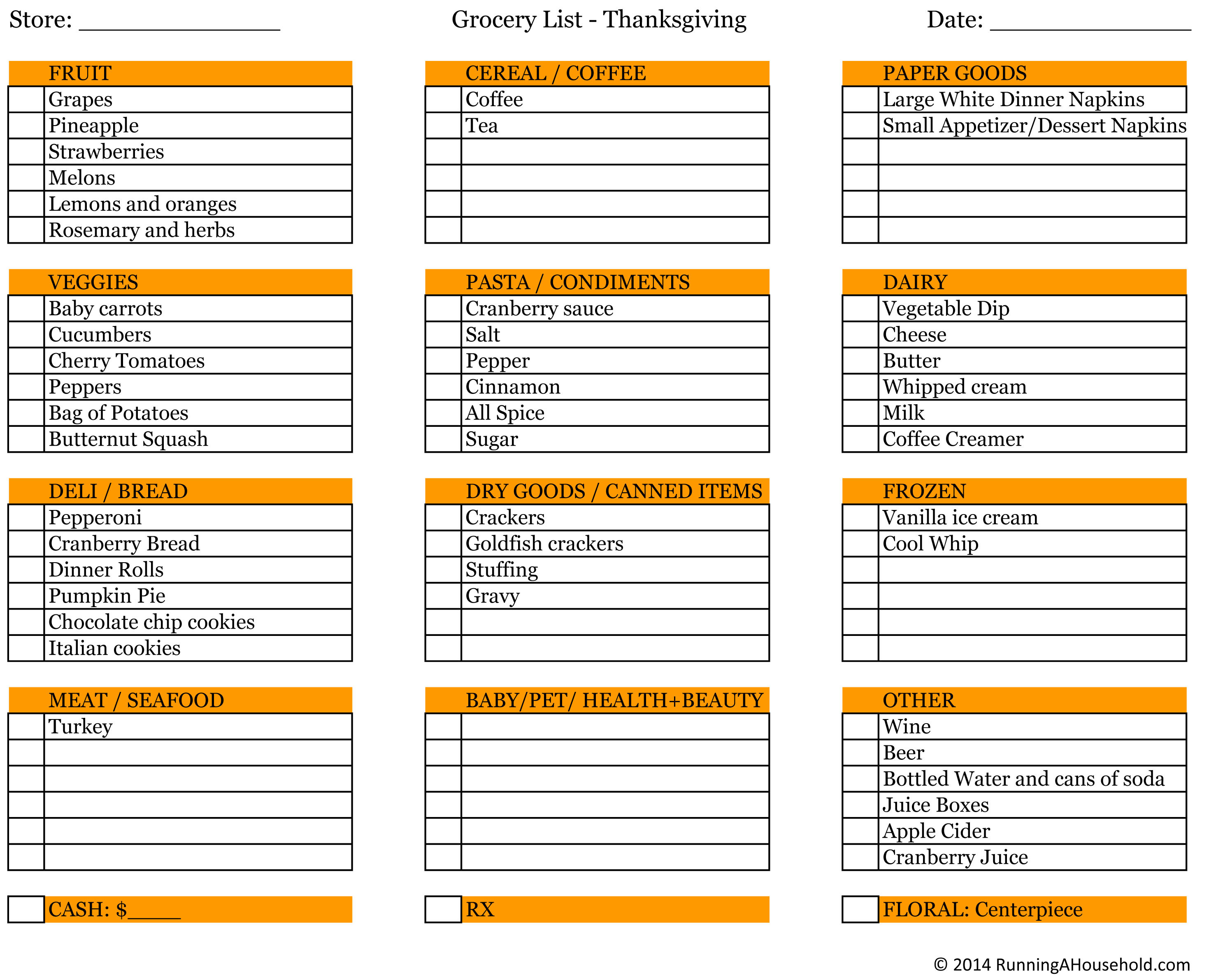 Thanksgiving Dinner List Of Items
 Planning Thanksgiving Dinner Running A Household