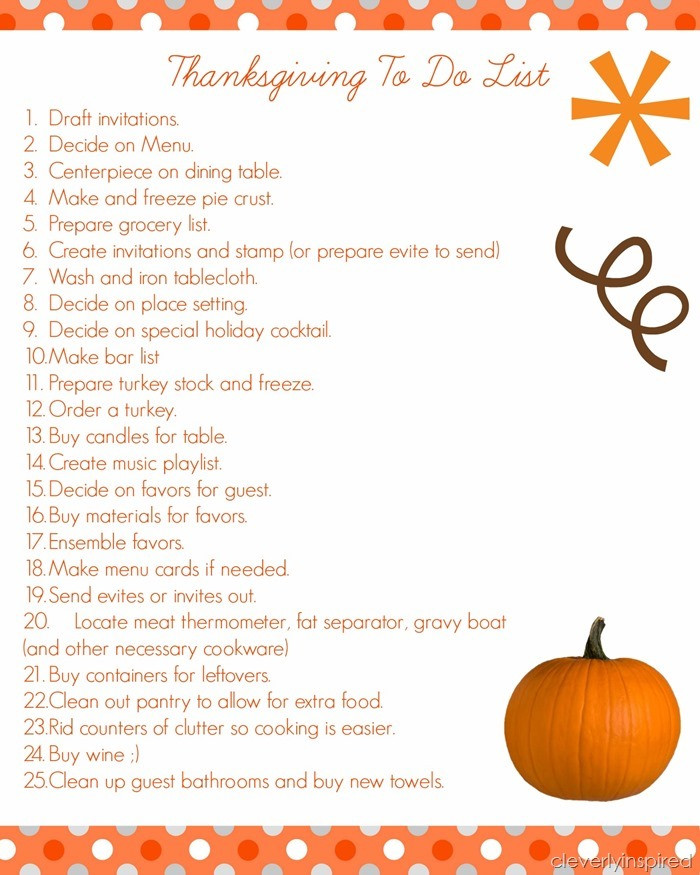 Thanksgiving Dinner List Of Items
 Thanksgiving Prep List