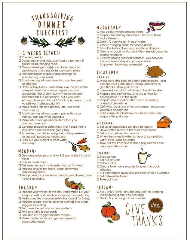 Thanksgiving Dinner Restaurant 2019
 FREE Thanksgiving Printable Thanksgiving Day Checklist